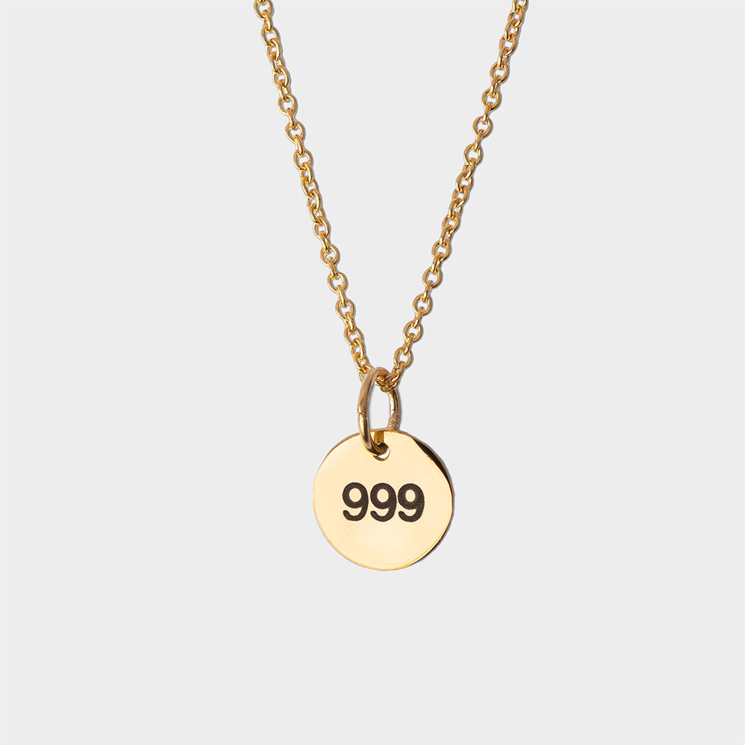999 Angel Number Necklace - Gold