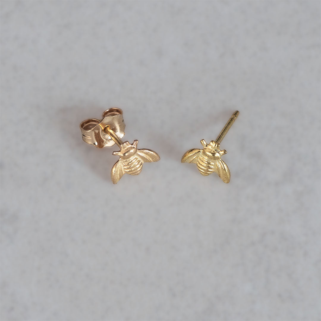 Honey Bee Stud Earrings - Gold