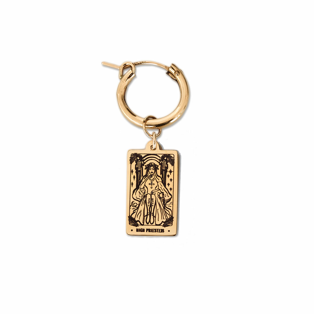 High Priestess Tarot Hoop Earrings - Gold
