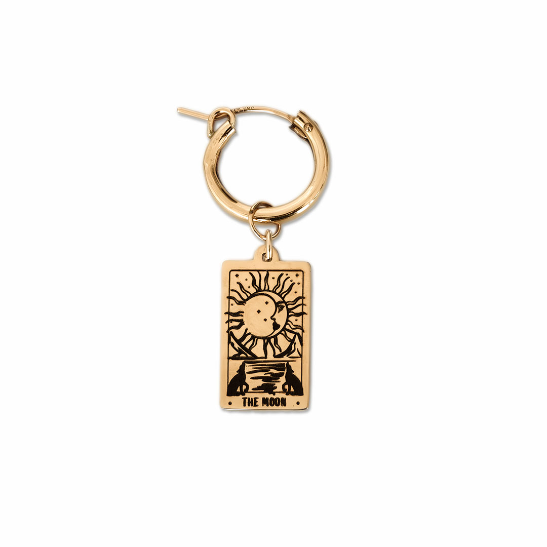 Moon Tarot Hoop Earrings - Gold