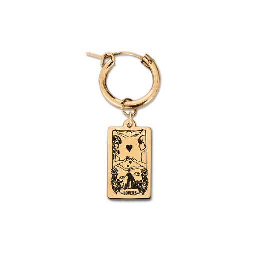 Lovers Tarot Hoop Earrings - Gold