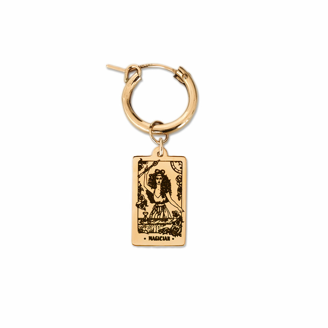 Magician Tarot Hoop Earring - Gold