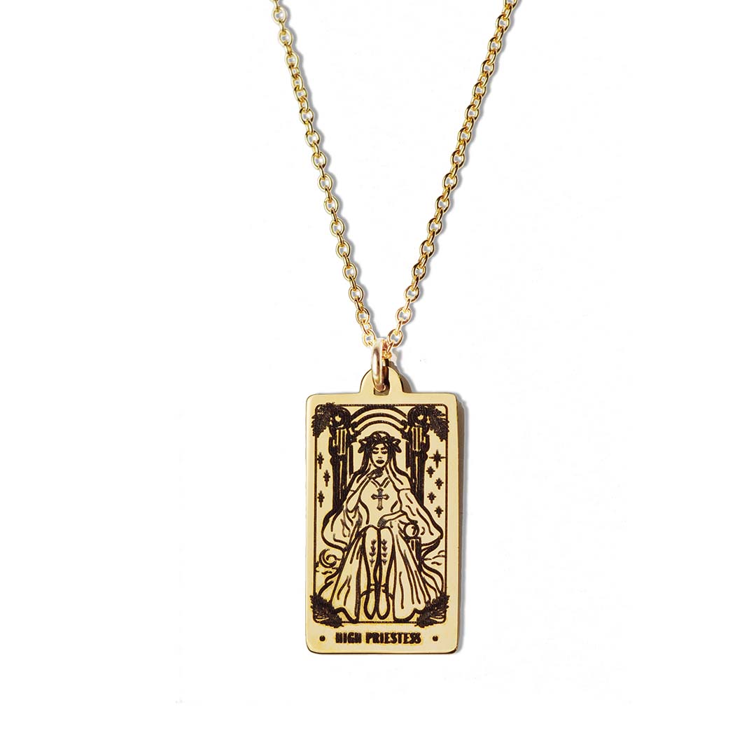 Tarot High Priestess Necklace Gold