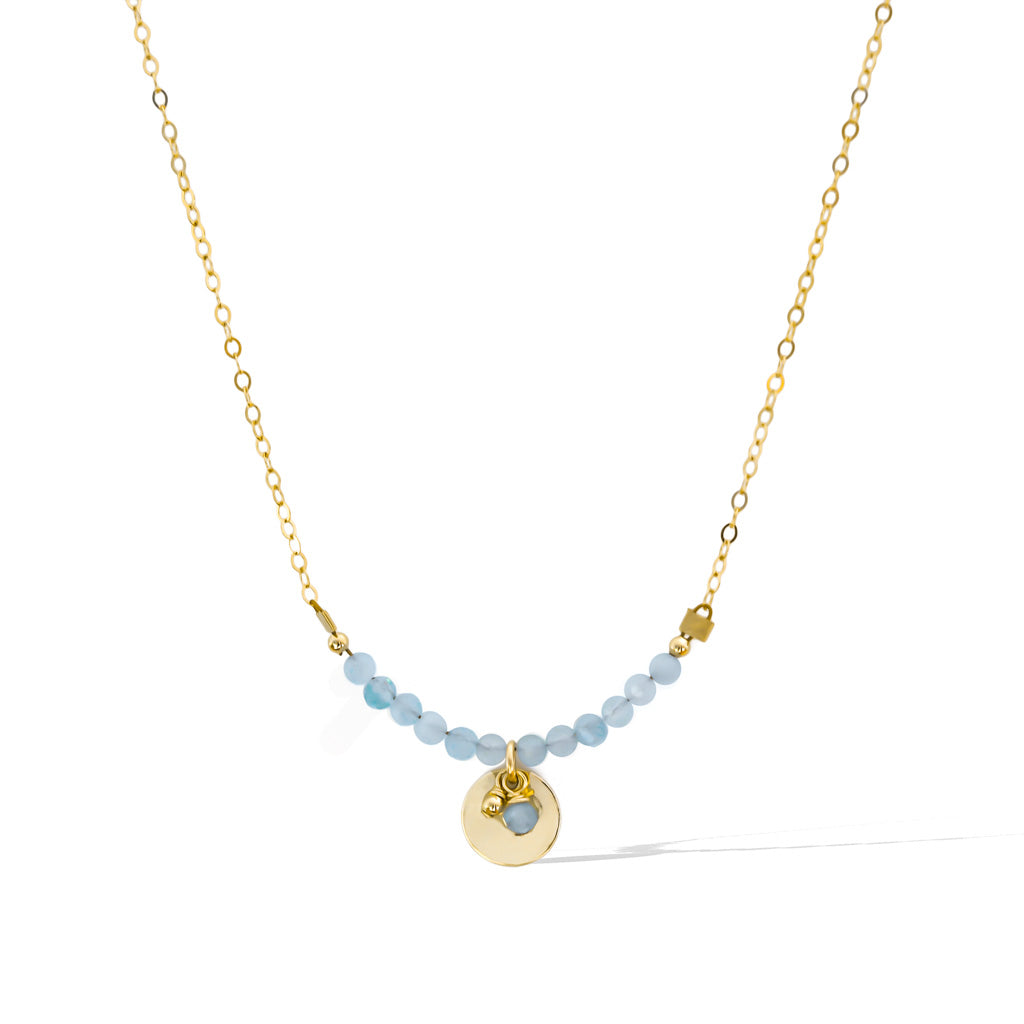 The Aura Necklace - Gold and Aquamarine