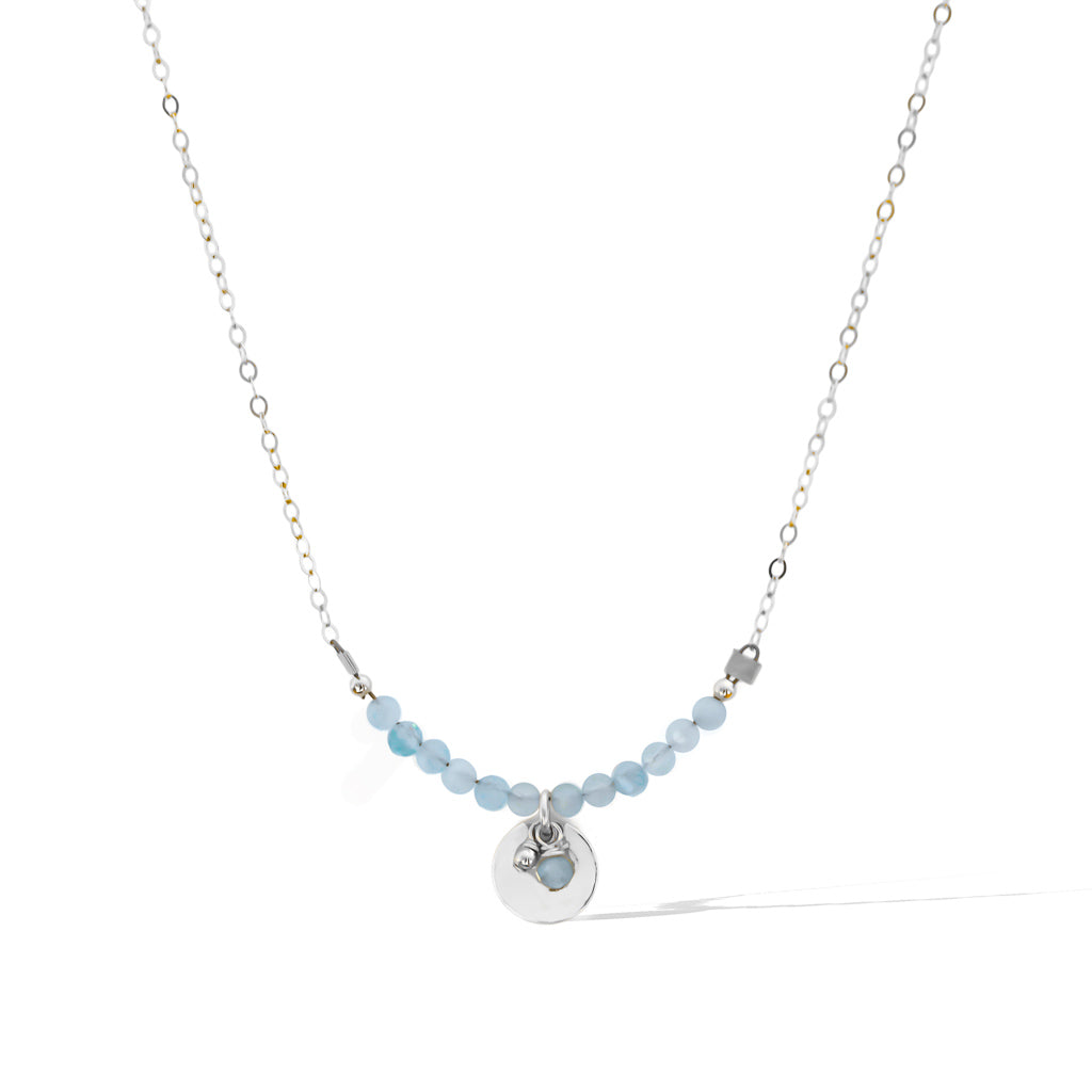 The Aura Necklace - Silver and Aquamarine