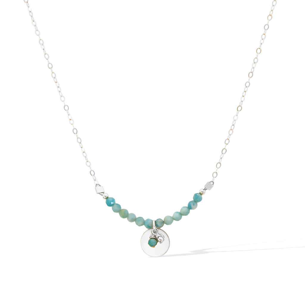 The Aura Necklace - Silver and Amazonite