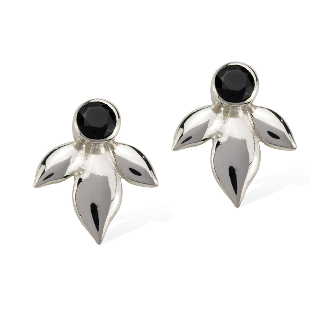 Bloom Earrings Sterling Silver Black Spinel