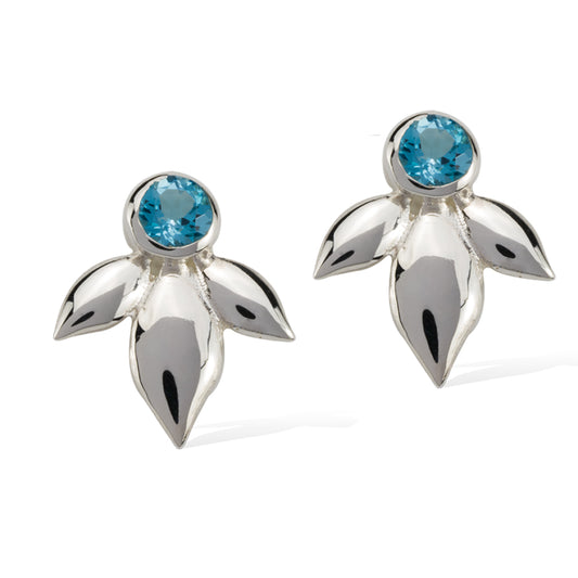 Bloom Earring Sterling Silver Swiss Blue Topaz