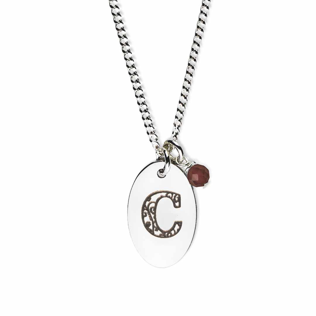 Birthstone-love-letter-c-silver red garnet