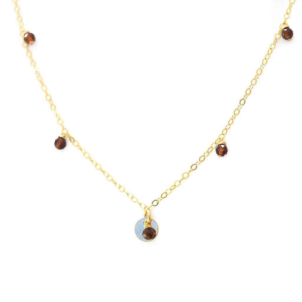 Charmed Necklace - Gold and Red Garnet