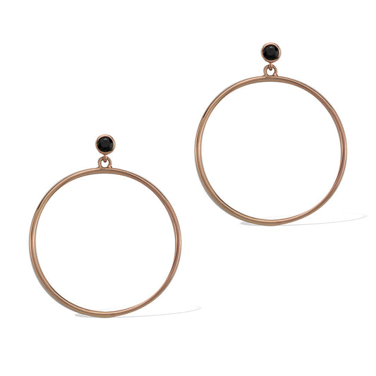 Circlette Hoop Earrings rose gold black spinel