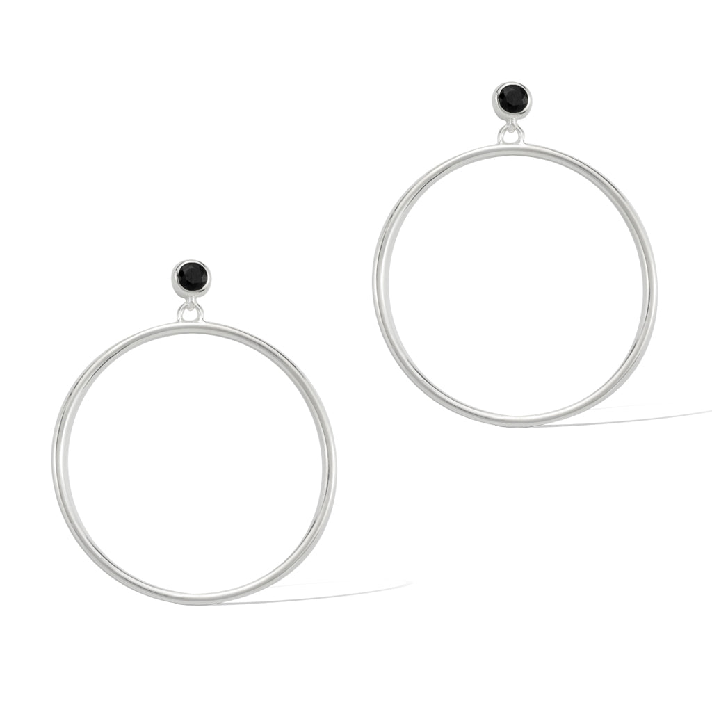 Circlette Hoop Earrings sterling silver black spinel