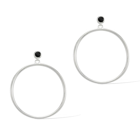 Circlette Hoop Earrings sterling silver black spinel