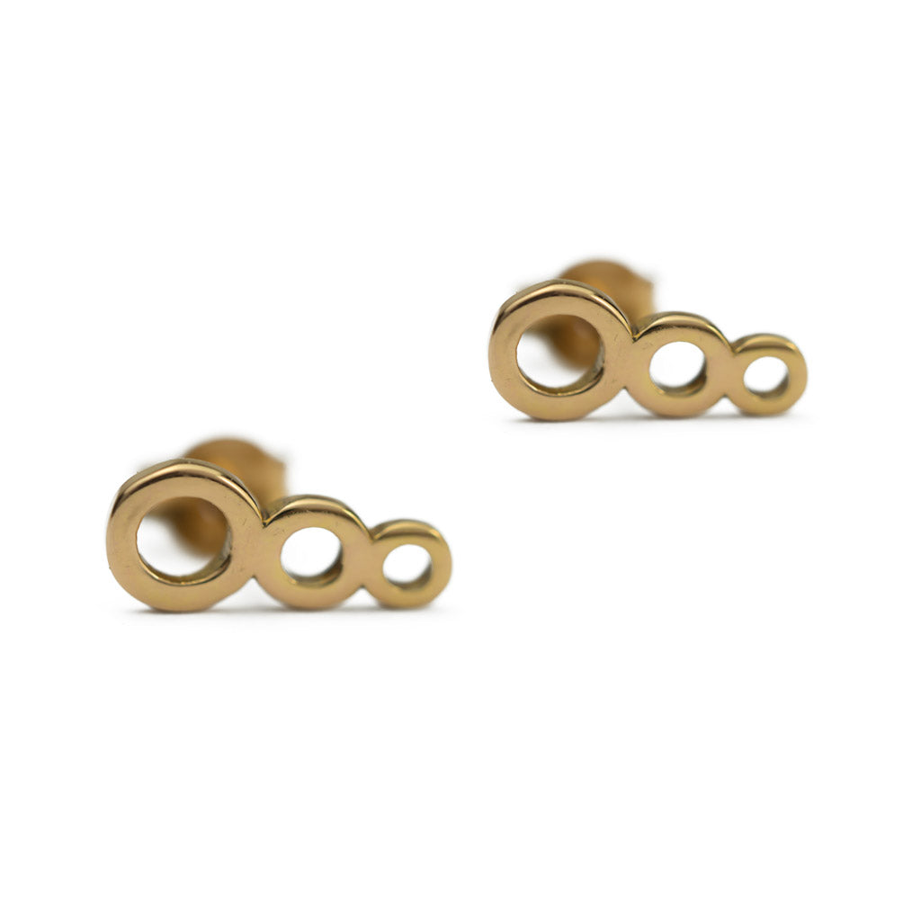 Colliding Suns Earrings  Rose Gold sitting