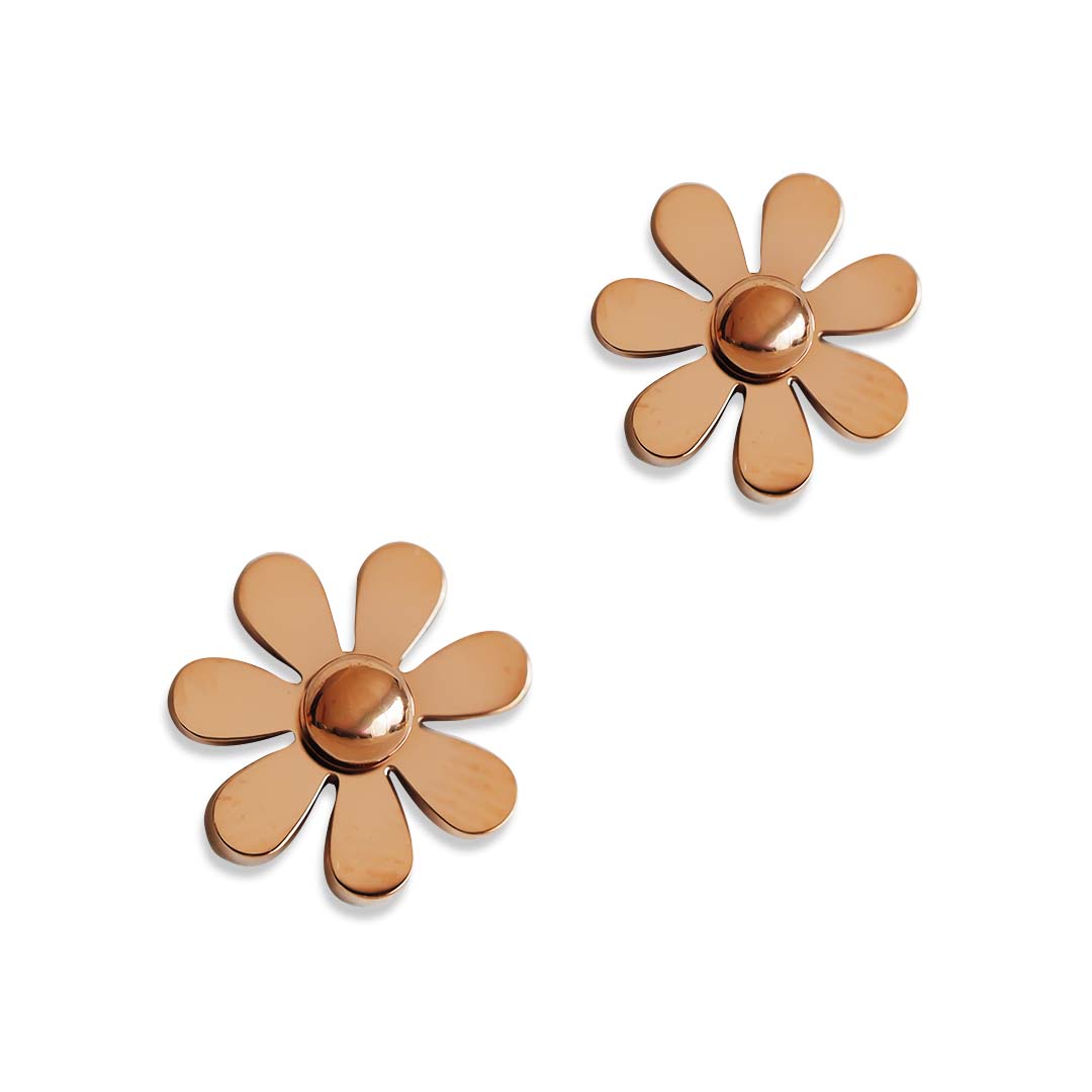 Daisy Stud Earrings - Rose Gold