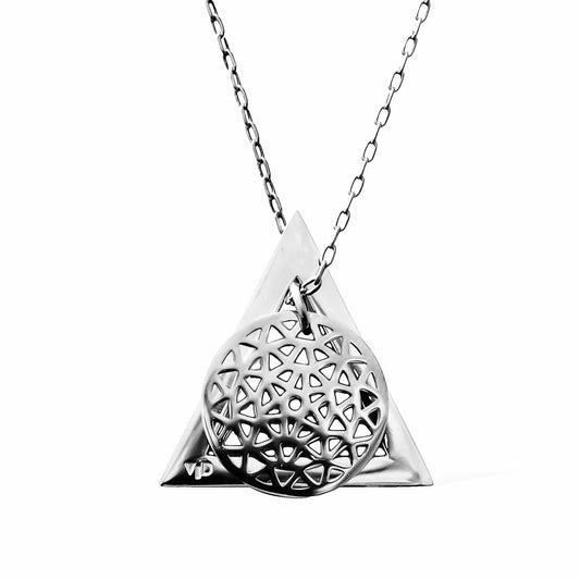 Dandelion and Deltaglyph Pendant -  Rhodium