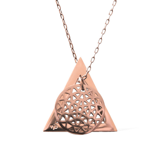 Dandelion and Deltaglyph Pendant -  Rose Gold