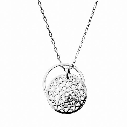 Dandelion and Ring of Fire Pendant -  Rhodium