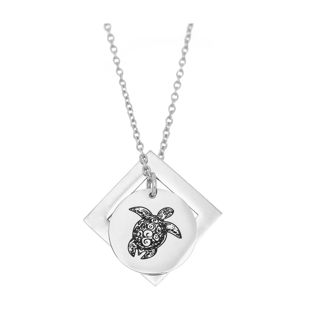 Sea Turtle and Diamond Pendant - Customise