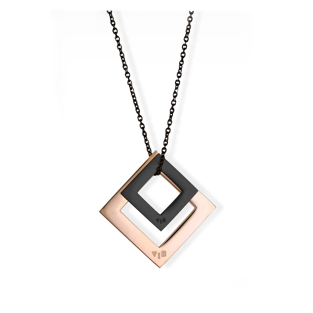 Double-Diamond-Pendant-Rose-Black-Black