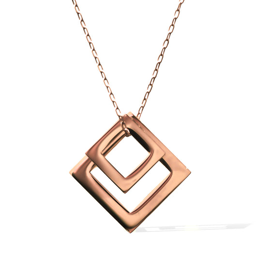 DOUBLE DIAMOND PENDANT - Rose Gold