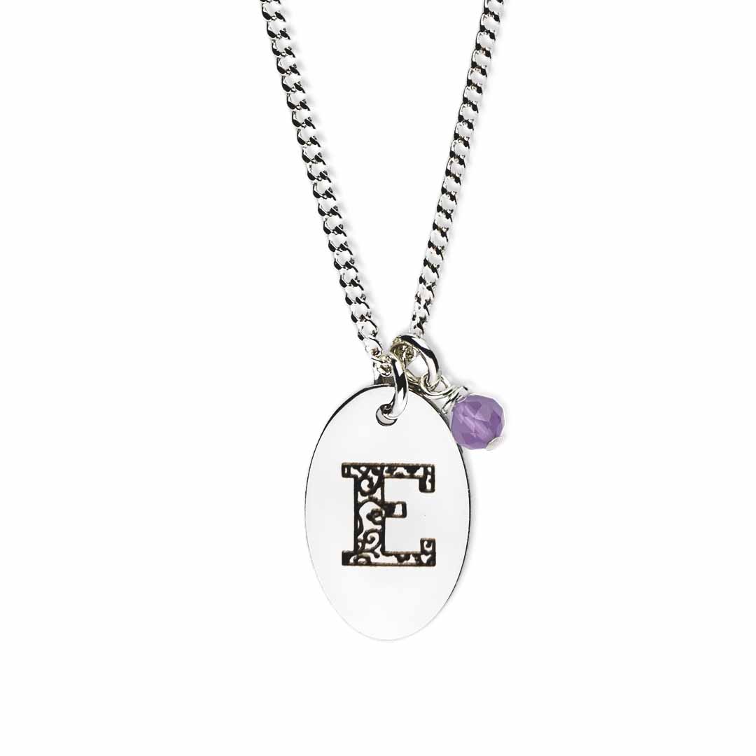 Birthstone-love-letter-e-silver amethyst