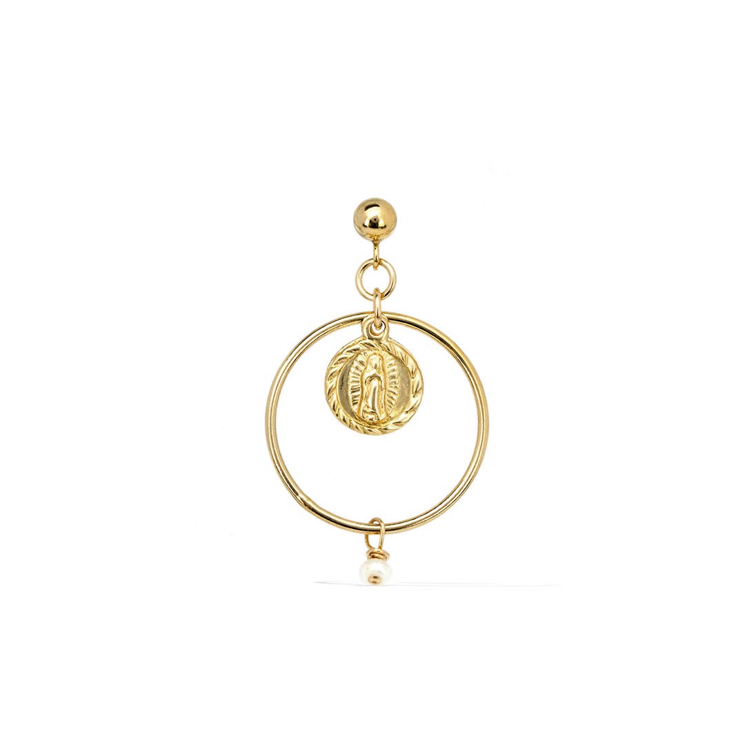 Faith Union Earrings Single Mary only Gold and Pearl