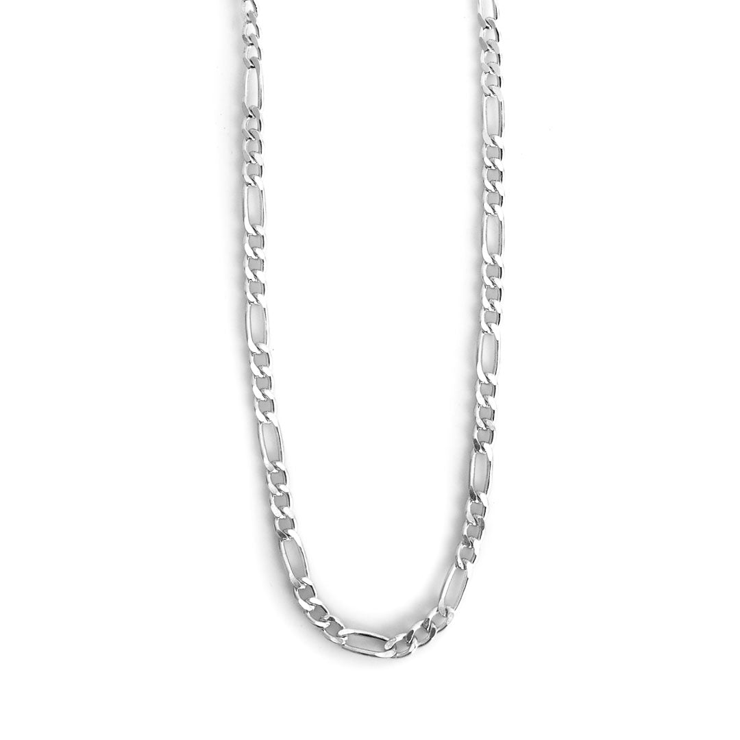 Figaro 3 Plus 1 Silver Chain - Silver