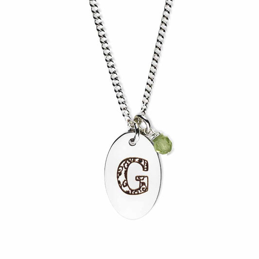 Birthstone-love-letter-g-silver peridot