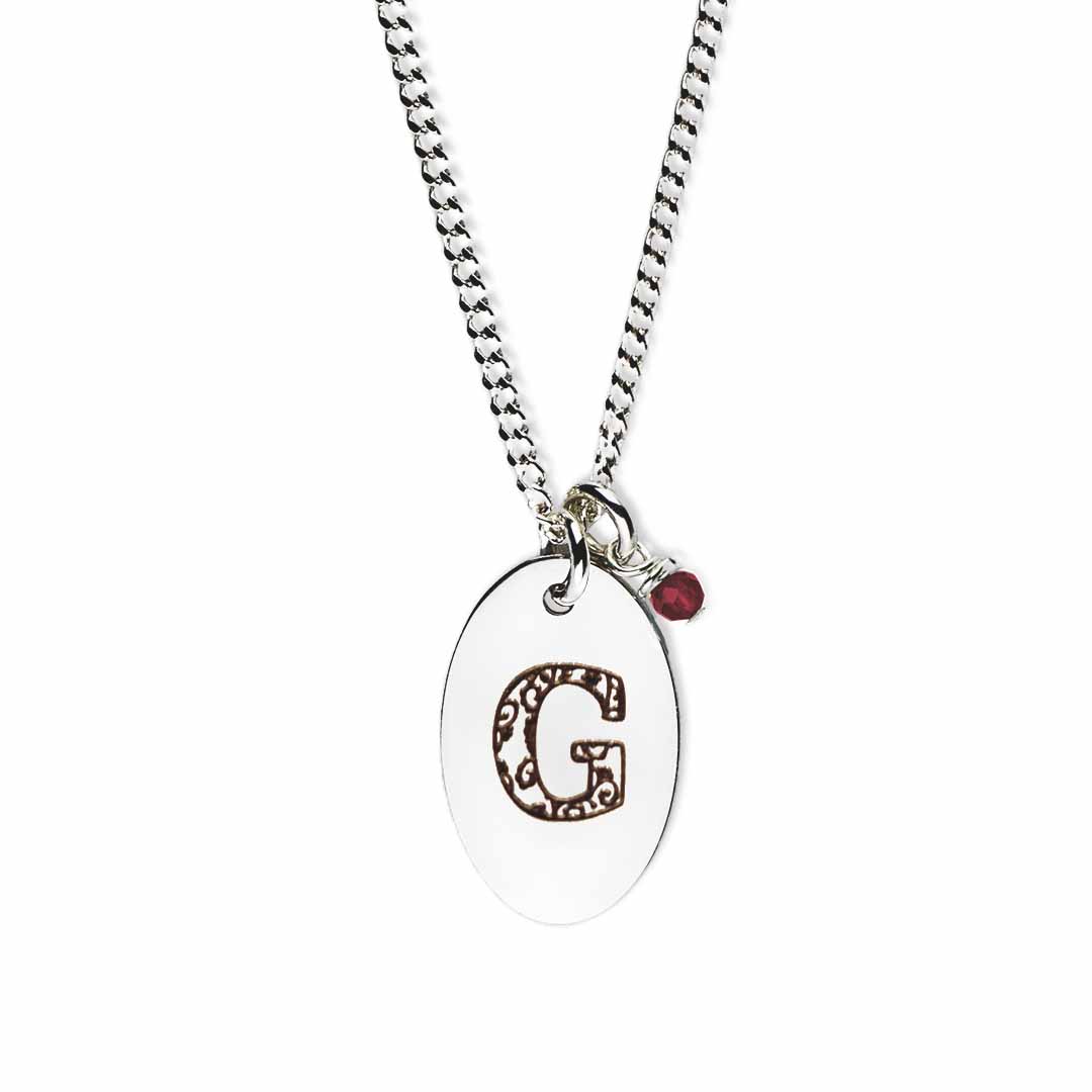 Birthstone-love-letter-g-silver ruby