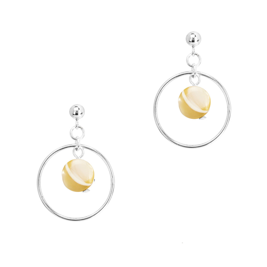 Halo Moonglow Earrings - Silver and Mother of Pearl