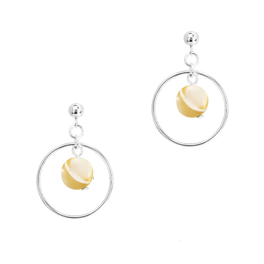 Halo Moonglow Earrings - Silver and Mother of Pearl