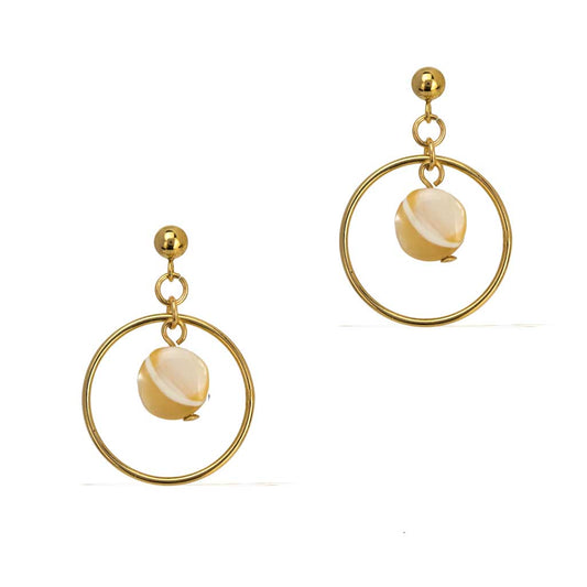 Halo Moonglow Earrings Gold and Mother of Pearl