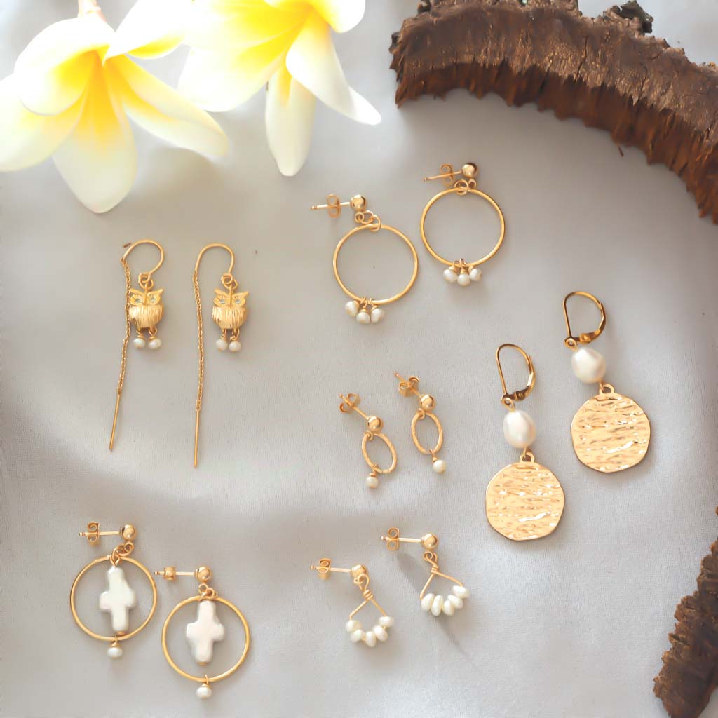 Halo Cross Earrings in Flatlay