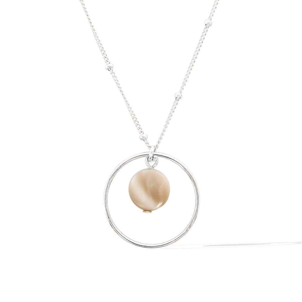 Halo Moonglow Necklace - Silver and Mother of Pearl