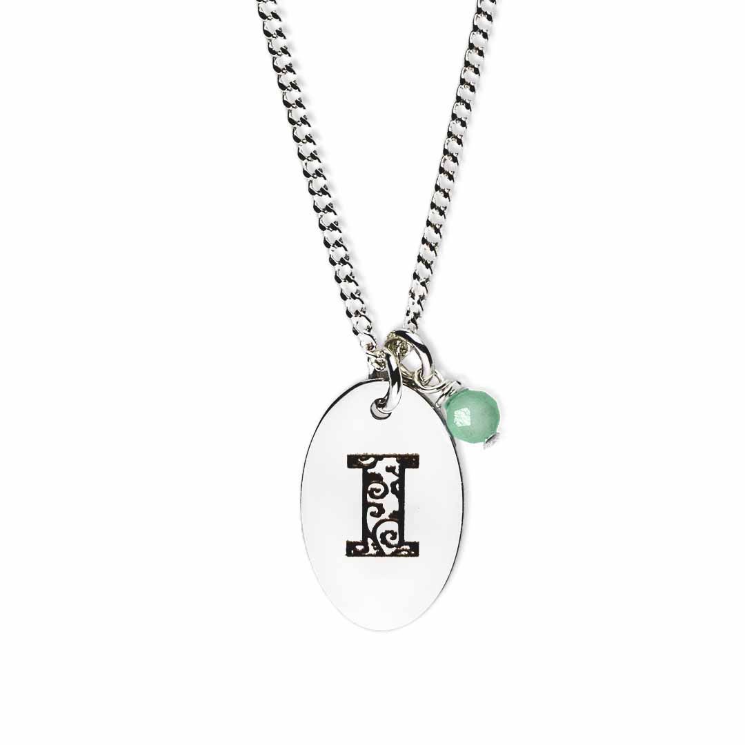 Birthstone-love-letter-i-silver emerald