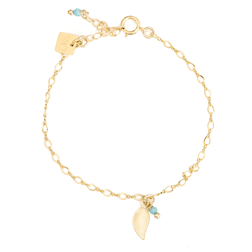 Impressions Little Leaf Bracelet - Gold and Amazonite