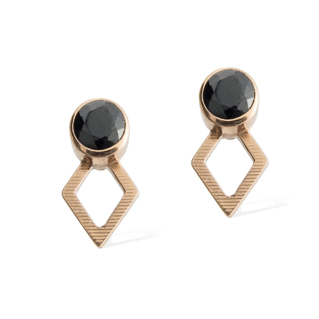 JAEGER EARRINGS - Rose Gold with Black Spinel