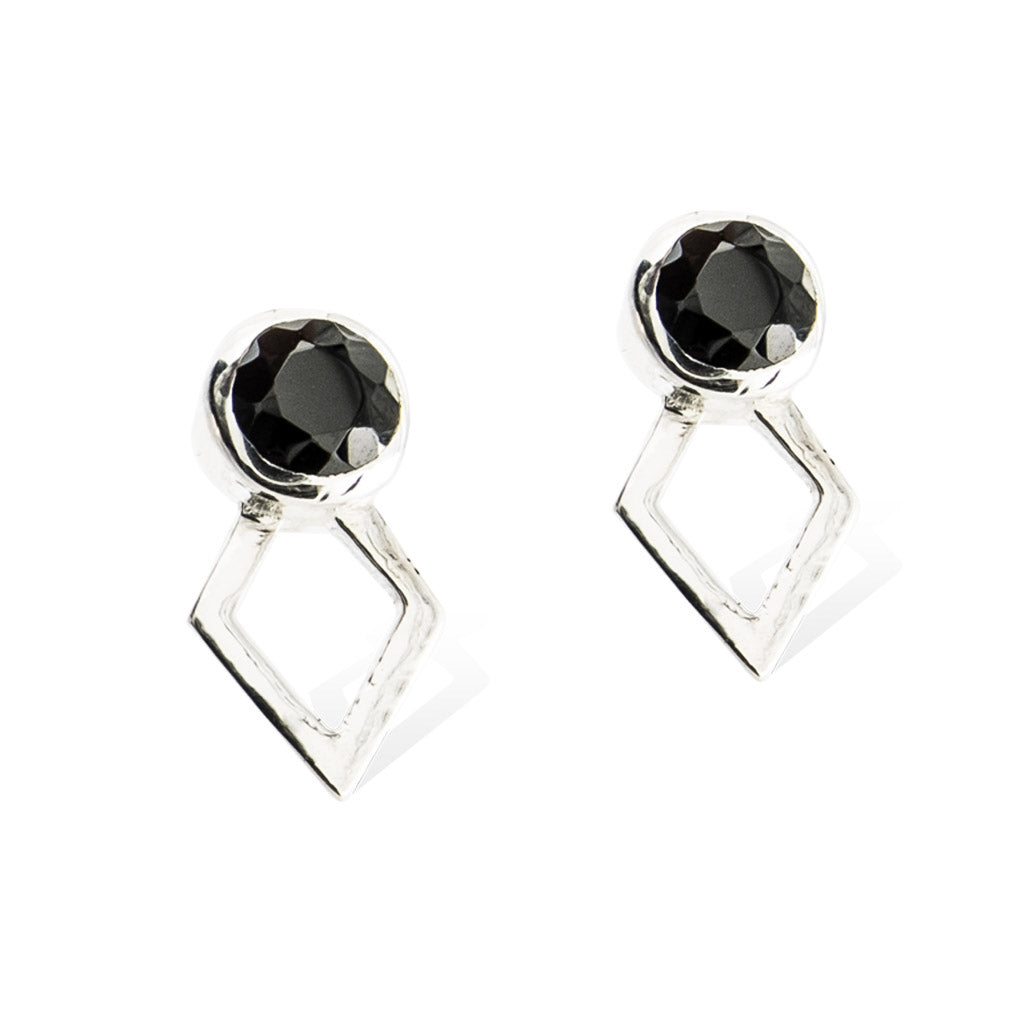 JAEGER EARRINGS - Sterling SIlver with Black Spinel