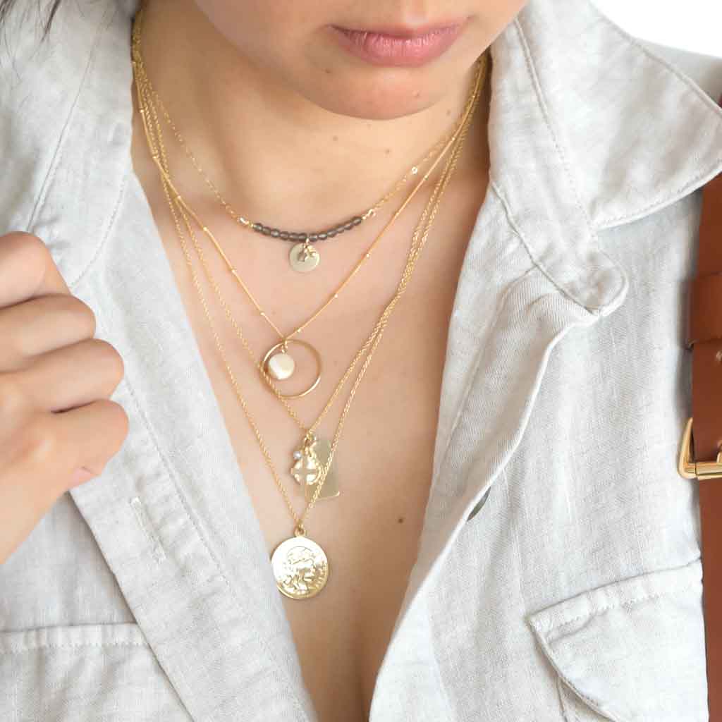 The Aura Necklace - Gold and Smoky Quartz