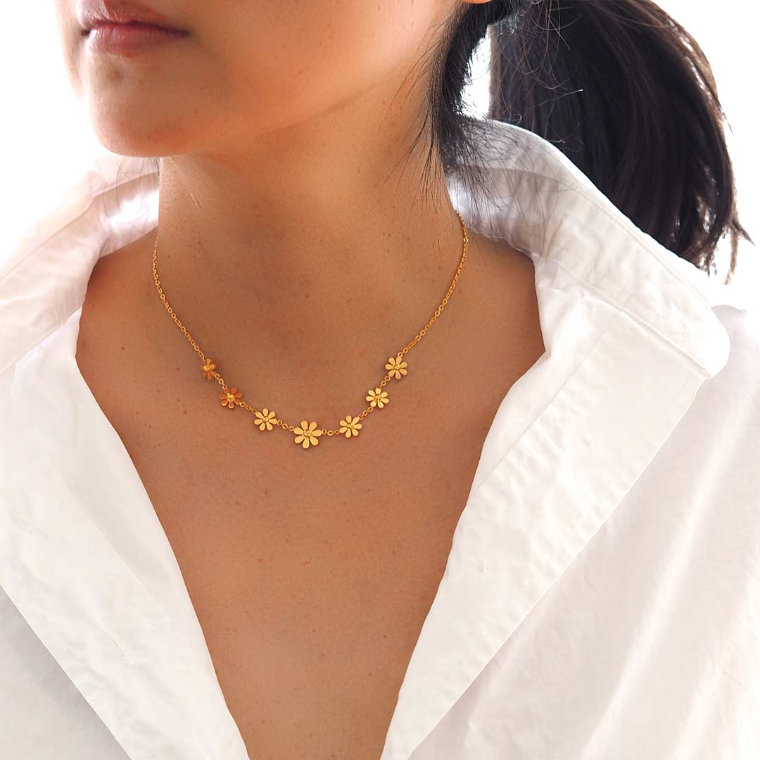 Model wearing Daisy Choker necklace