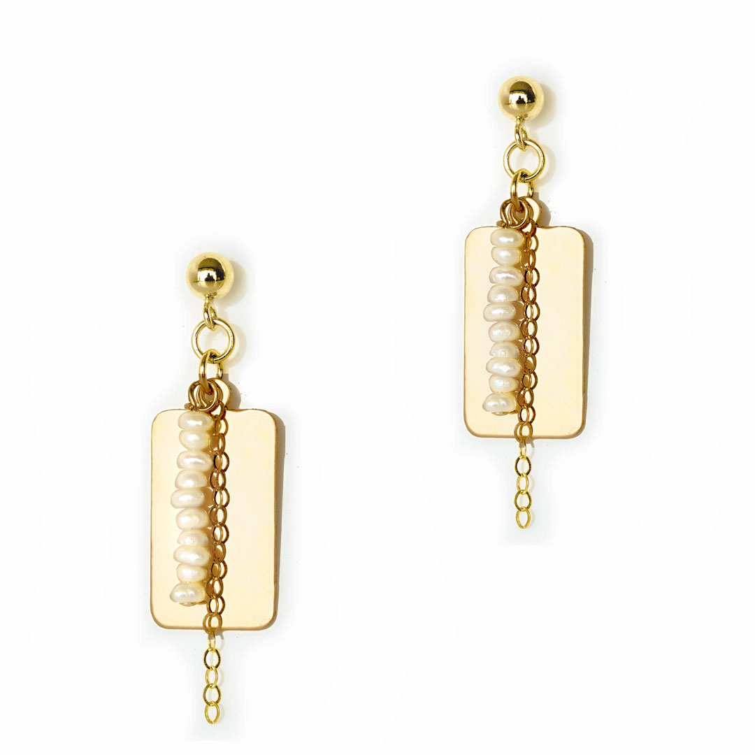 Reflections Pearl Drop Earrings - Gold