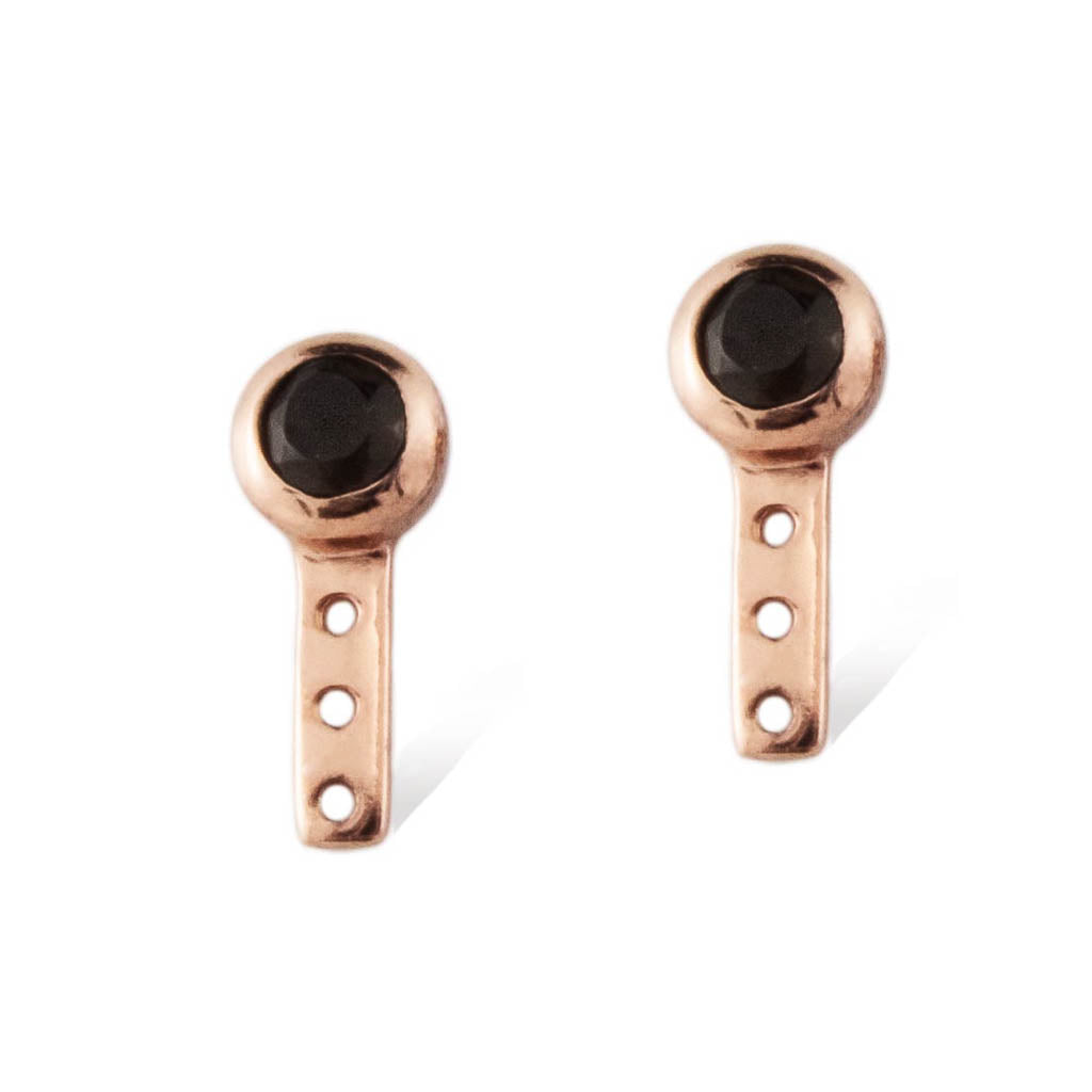 SOL LUNA EARRINGS - Rose Gold with Black Spinel