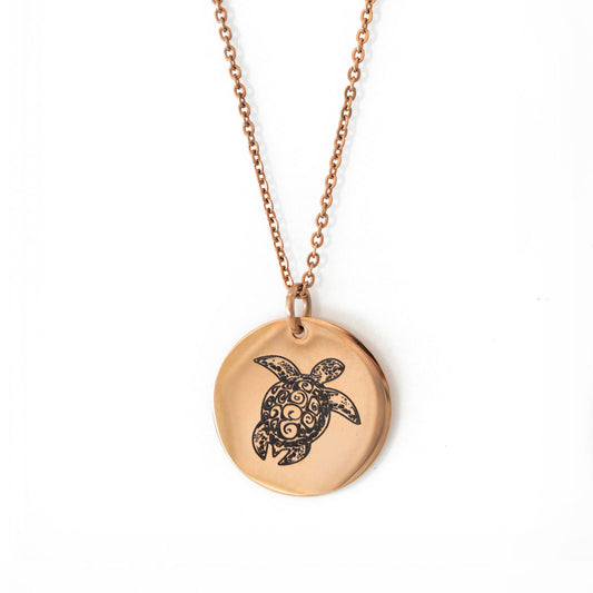 Sea Turtle Pendant Single Rose Gold