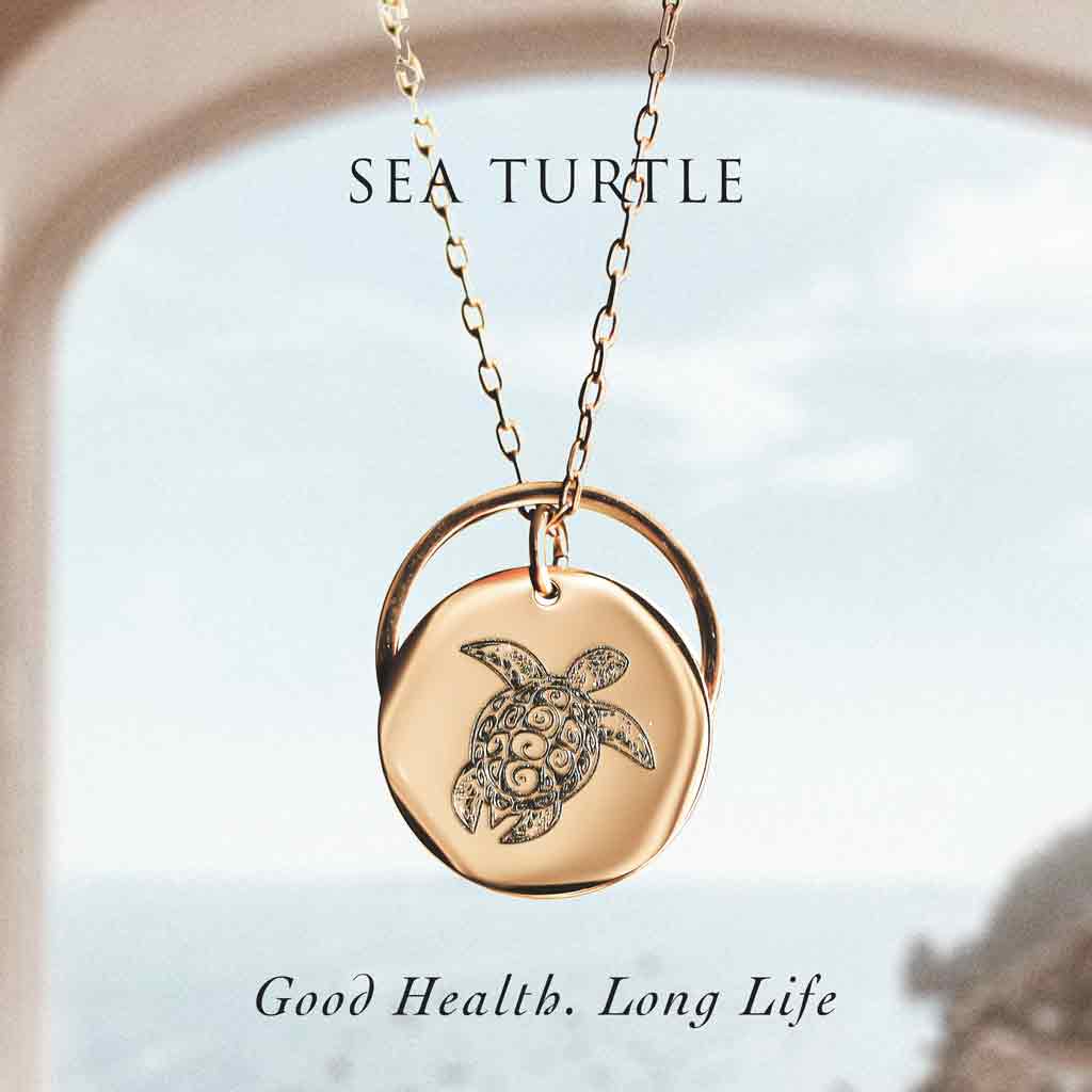 Sea Turtle and Ring of Fire Pendant - Rose Gold
