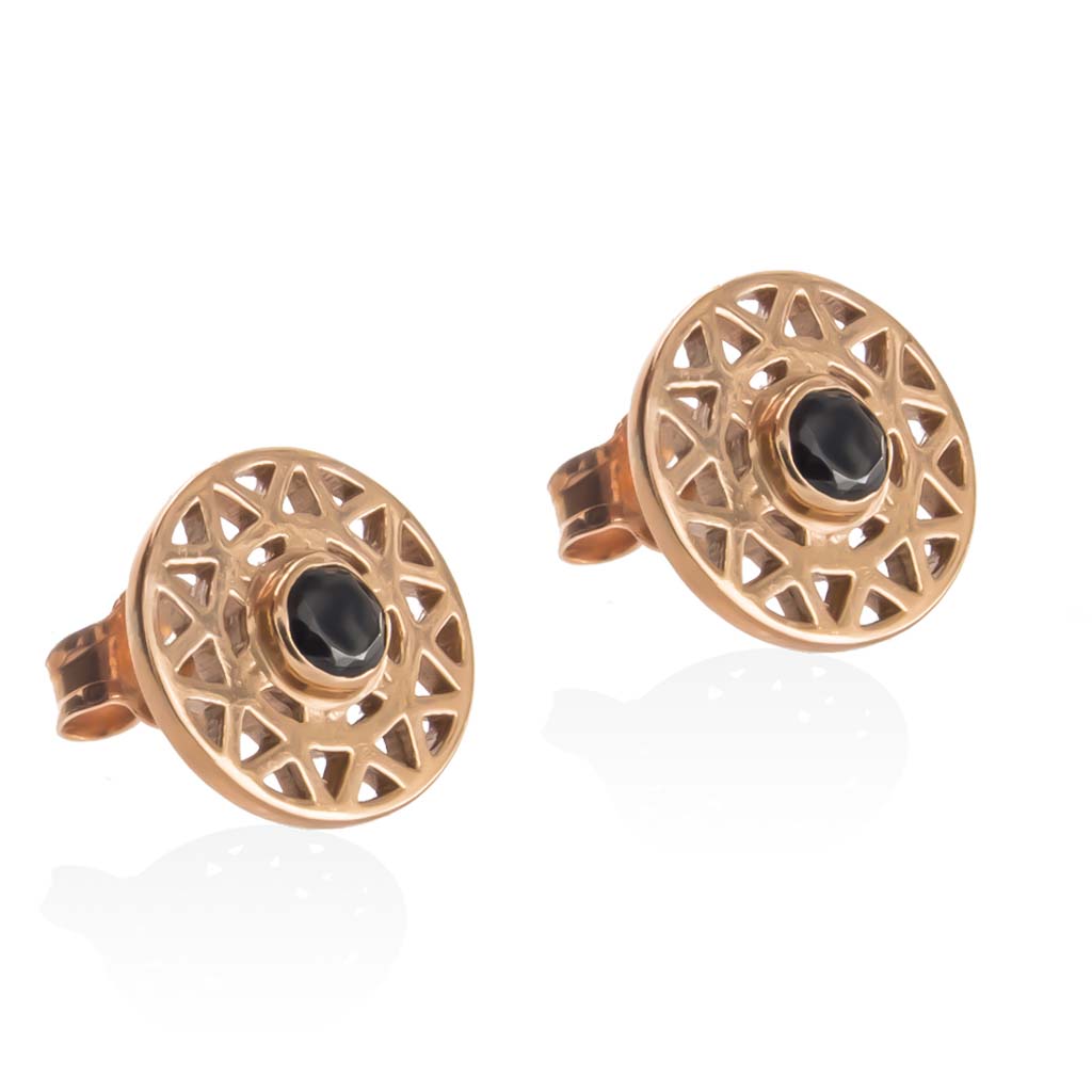 TARAXACUM EARRINGS - Rose Gold with Black Spinel