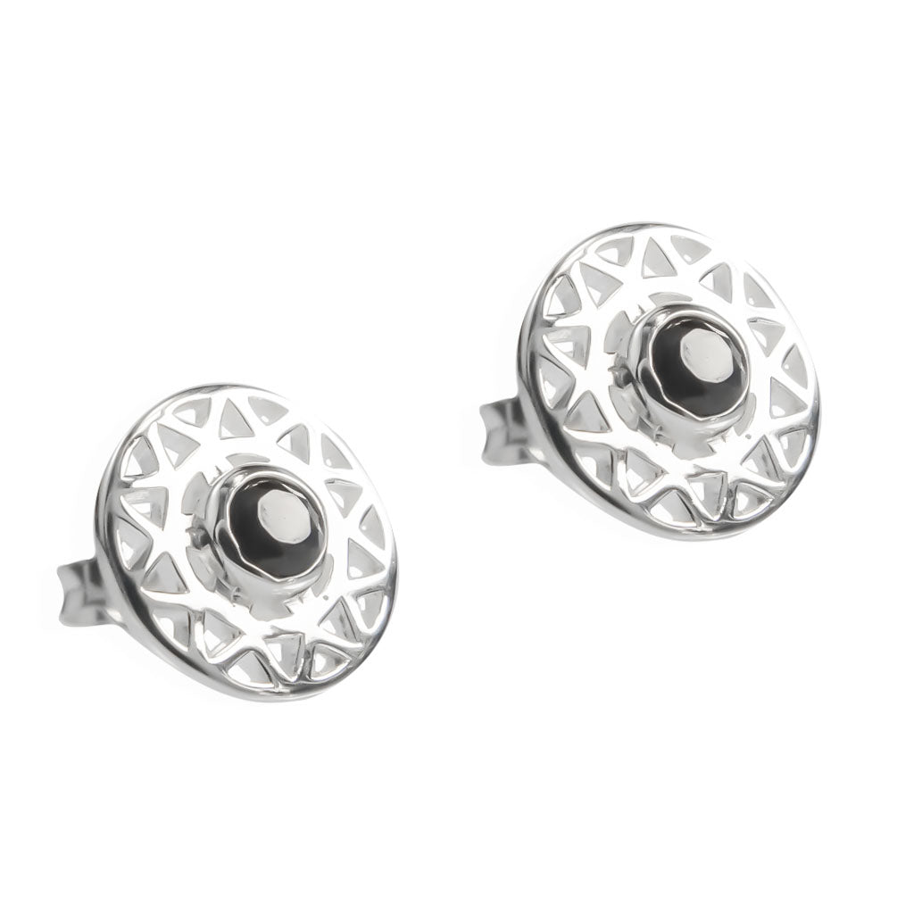 TARAXACUM EARRINGS - Sterling Silver with Black Spinel