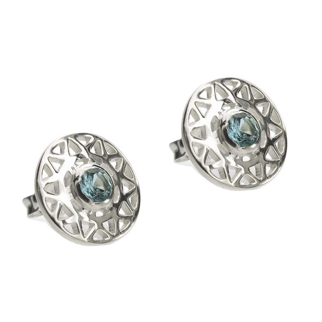 TARAXACUM EARRINGS - Sterling Silver with Swiss Blue Topaz