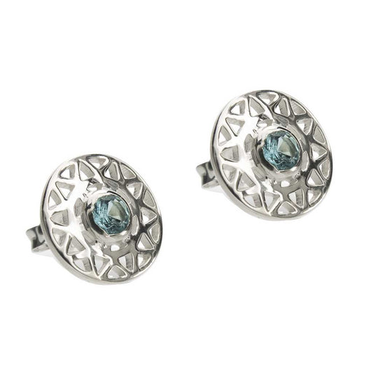 TARAXACUM EARRINGS - Sterling Silver with Swiss Blue Topaz