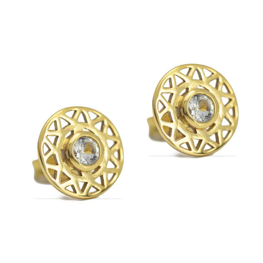 Taraxacum-Earrings-Gold-with-Clear-Quartz